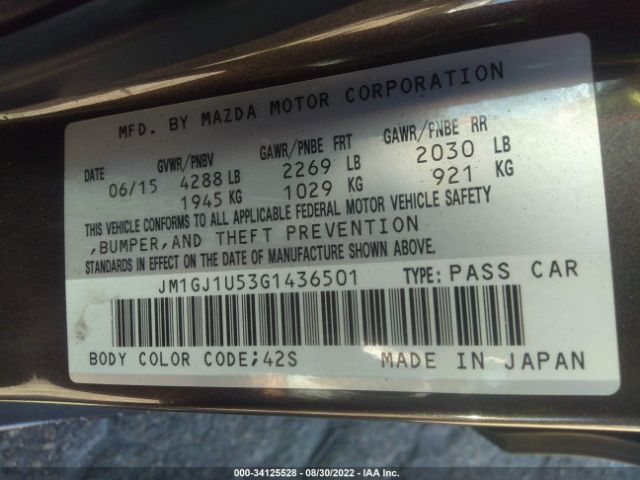 Photo 8 VIN: JM1GJ1U53G1436501 - MAZDA 6 