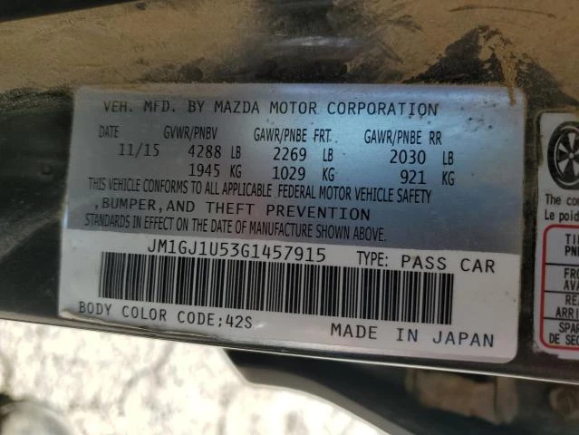 Photo 11 VIN: JM1GJ1U53G1457915 - MAZDA 6 SPORT 