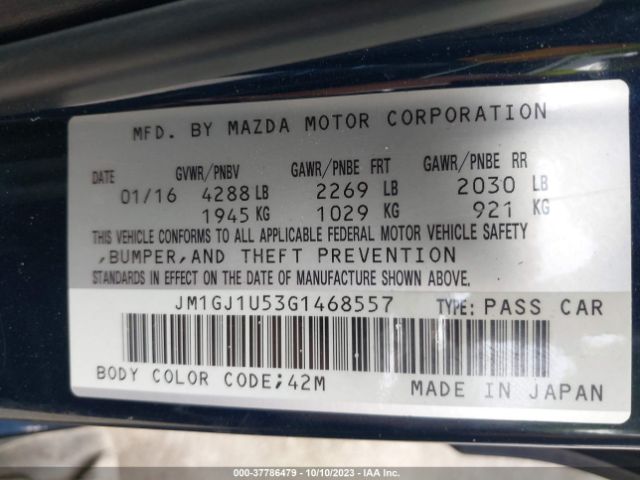 Photo 8 VIN: JM1GJ1U53G1468557 - MAZDA MAZDA6 