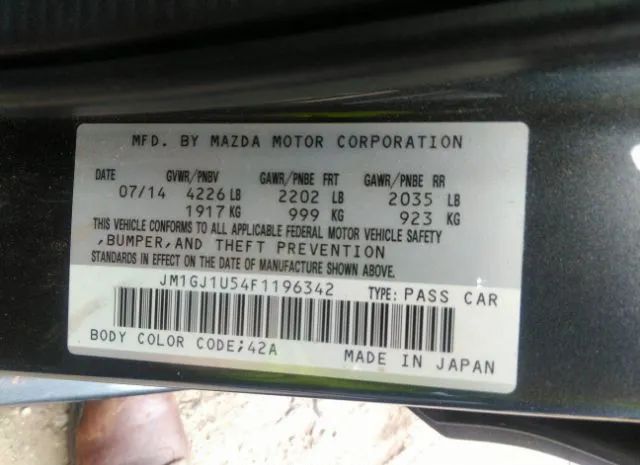 Photo 8 VIN: JM1GJ1U54F1196342 - MAZDA MAZDA6 