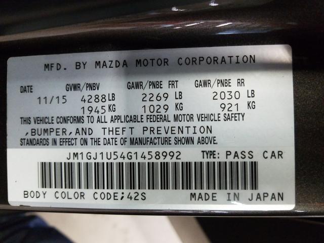 Photo 9 VIN: JM1GJ1U54G1458992 - MAZDA 6 SPORT 