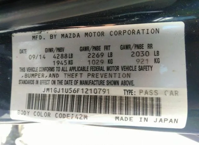 Photo 8 VIN: JM1GJ1U56F1210791 - MAZDA MAZDA6 