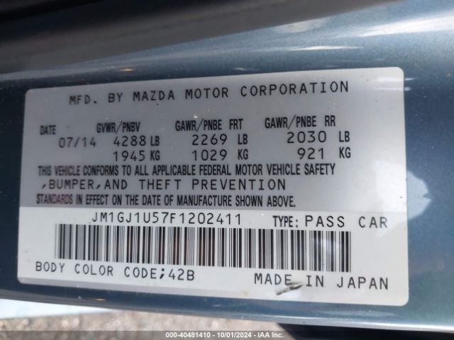 Photo 8 VIN: JM1GJ1U57F1202411 - MAZDA MAZDA6 