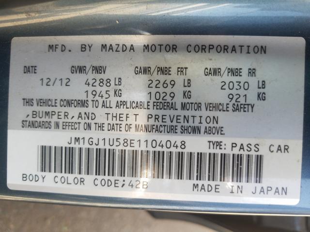 Photo 9 VIN: JM1GJ1U58E1104048 - MAZDA 6 SPORT 