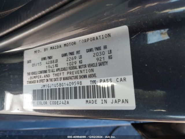 Photo 8 VIN: JM1GJ1U58G1409598 - MAZDA MAZDA6 