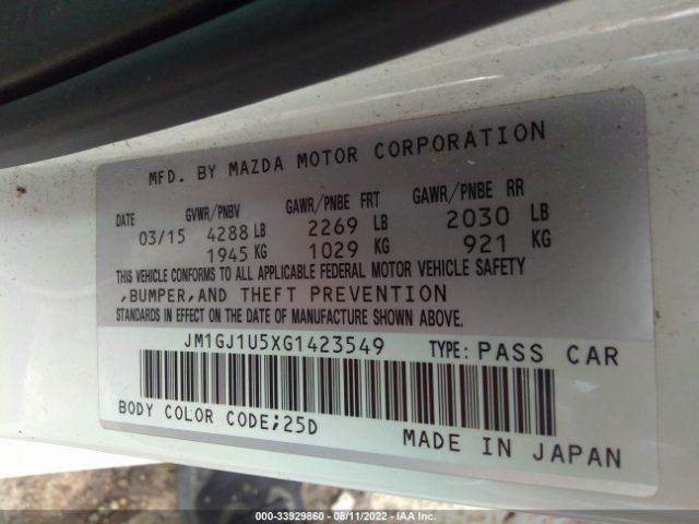 Photo 8 VIN: JM1GJ1U5XG1423549 - MAZDA 6 