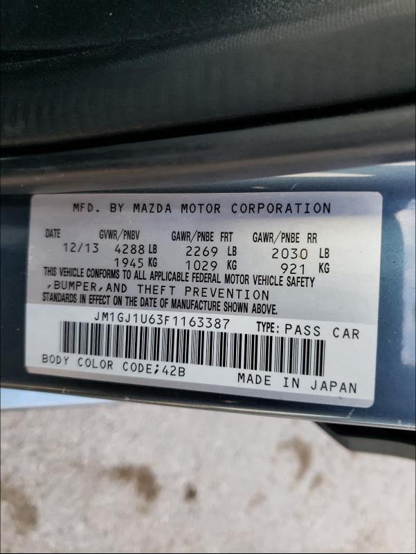 Photo 9 VIN: JM1GJ1U63F1163387 - MAZDA 6 SPORT 