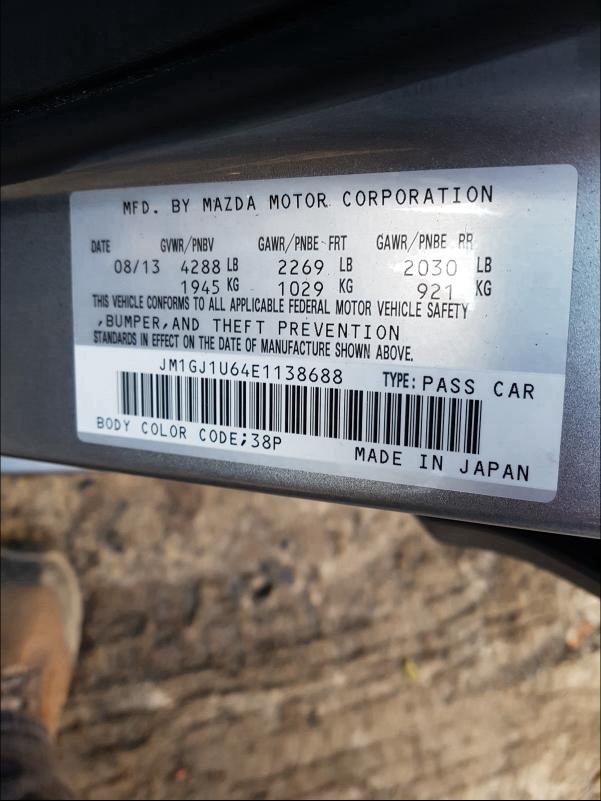 Photo 9 VIN: JM1GJ1U64E1138688 - MAZDA 6 