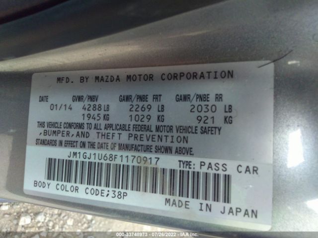 Photo 8 VIN: JM1GJ1U68F1170917 - MAZDA 6 