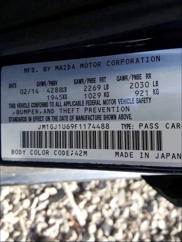 Photo 9 VIN: JM1GJ1U69F1174488 - MAZDA 6 SPORT 