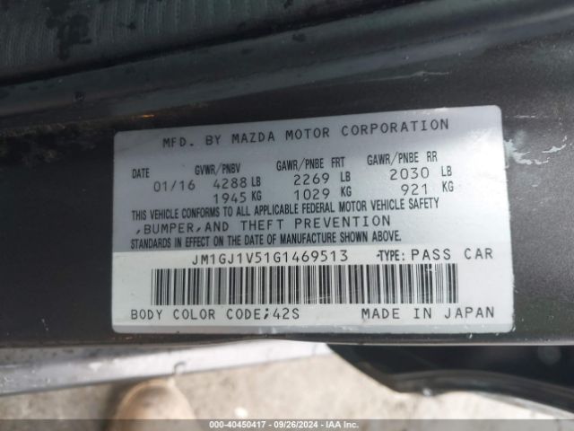 Photo 8 VIN: JM1GJ1V51G1469513 - MAZDA MAZDA6 