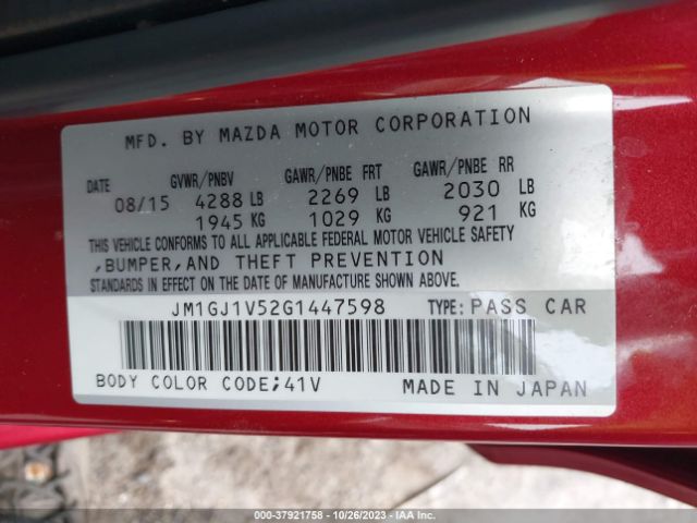 Photo 8 VIN: JM1GJ1V52G1447598 - MAZDA 6 