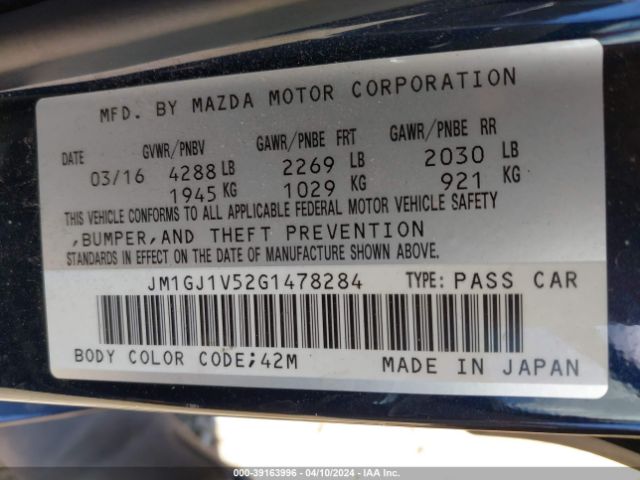 Photo 8 VIN: JM1GJ1V52G1478284 - MAZDA MAZDA6 