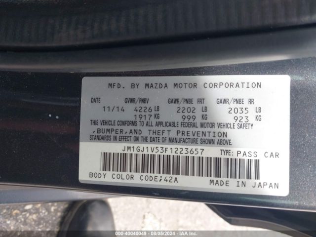 Photo 8 VIN: JM1GJ1V53F1223657 - MAZDA MAZDA6 