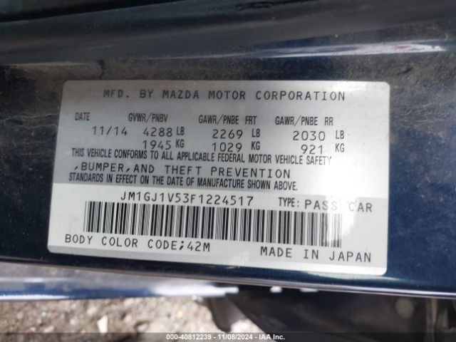 Photo 8 VIN: JM1GJ1V53F1224517 - MAZDA MAZDA6 