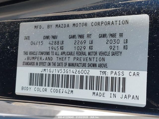 Photo 8 VIN: JM1GJ1V53G1426002 - MAZDA MAZDA6 