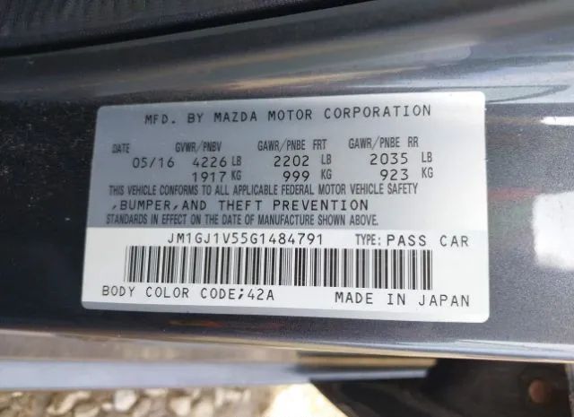 Photo 8 VIN: JM1GJ1V55G1484791 - MAZDA 6 