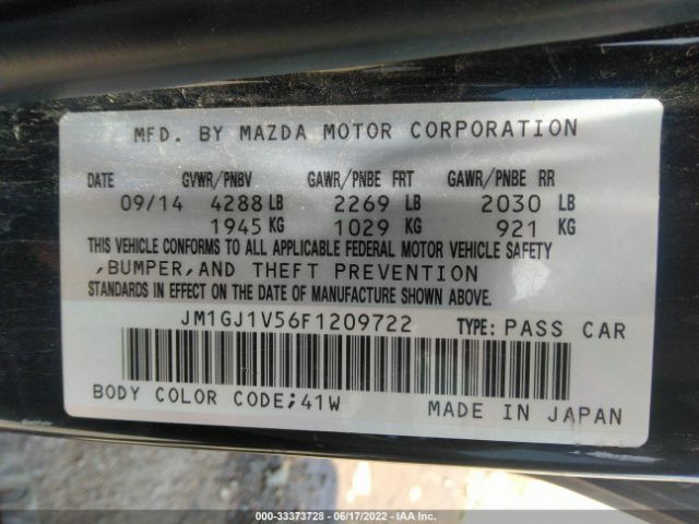 Photo 8 VIN: JM1GJ1V56F1209722 - MAZDA 6 