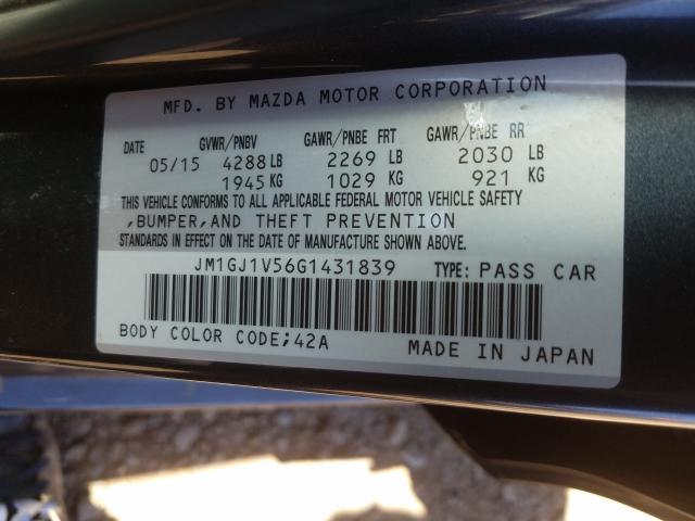 Photo 9 VIN: JM1GJ1V56G1431839 - MAZDA 6 TOURING 