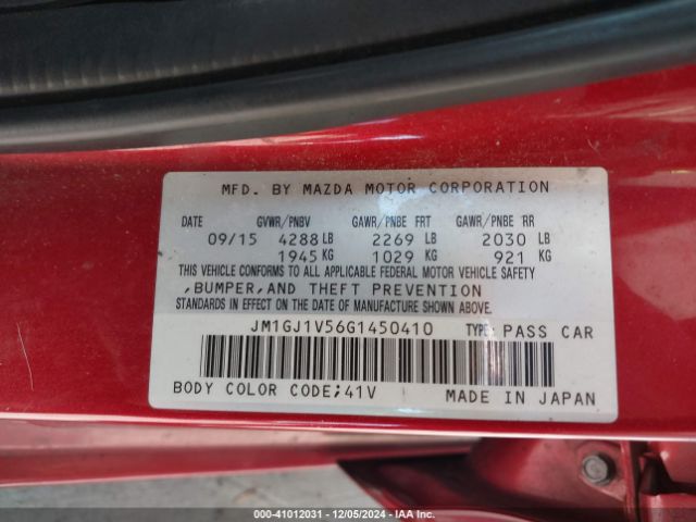 Photo 8 VIN: JM1GJ1V56G1450410 - MAZDA MAZDA6 