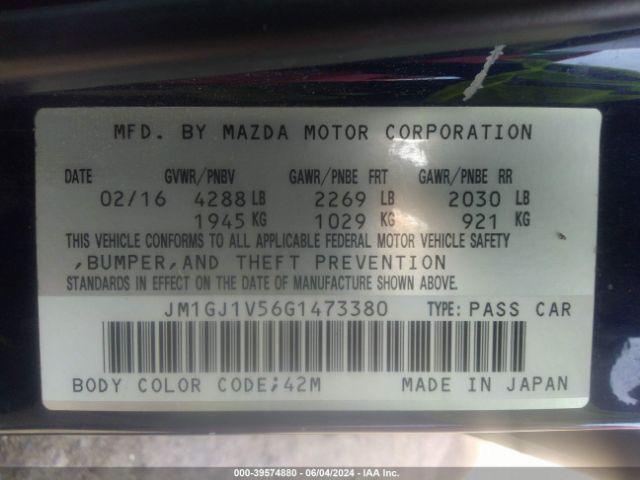 Photo 8 VIN: JM1GJ1V56G1473380 - MAZDA MAZDA6 