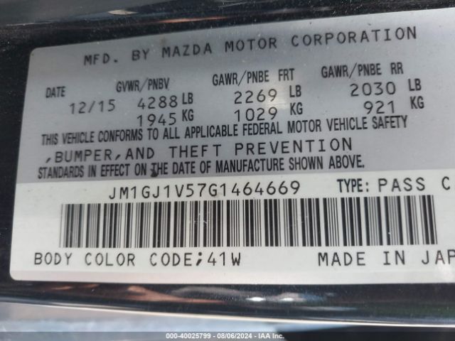 Photo 8 VIN: JM1GJ1V57G1464669 - MAZDA MAZDA6 