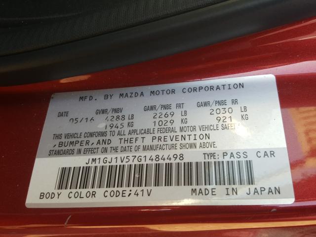 Photo 9 VIN: JM1GJ1V57G1484498 - MAZDA 6 