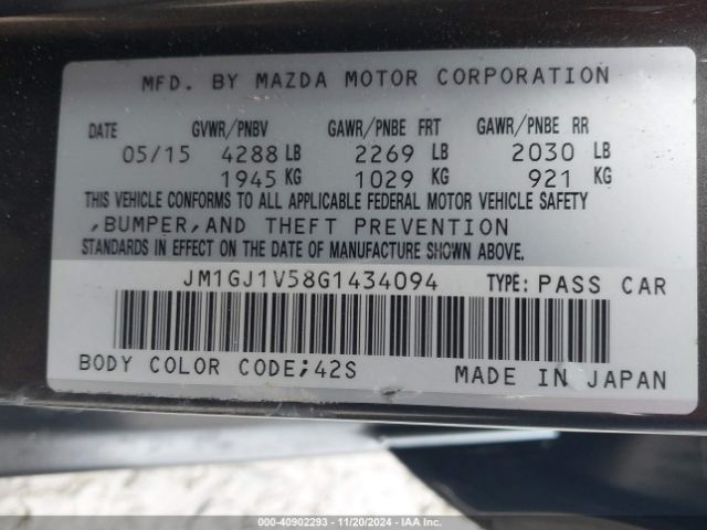 Photo 8 VIN: JM1GJ1V58G1434094 - MAZDA MAZDA6 