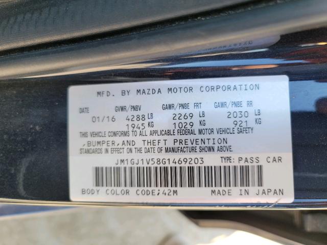 Photo 9 VIN: JM1GJ1V58G1469203 - MAZDA 6 TOURING 