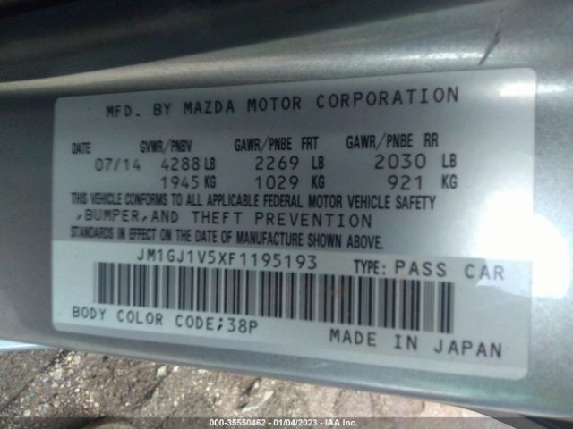 Photo 8 VIN: JM1GJ1V5XF1195193 - MAZDA MAZDA6 