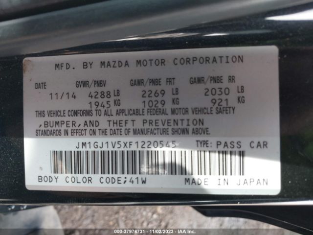 Photo 8 VIN: JM1GJ1V5XF1220545 - MAZDA MAZDA6 