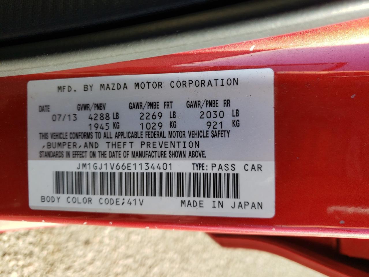 Photo 11 VIN: JM1GJ1V66E1134401 - MAZDA 6 