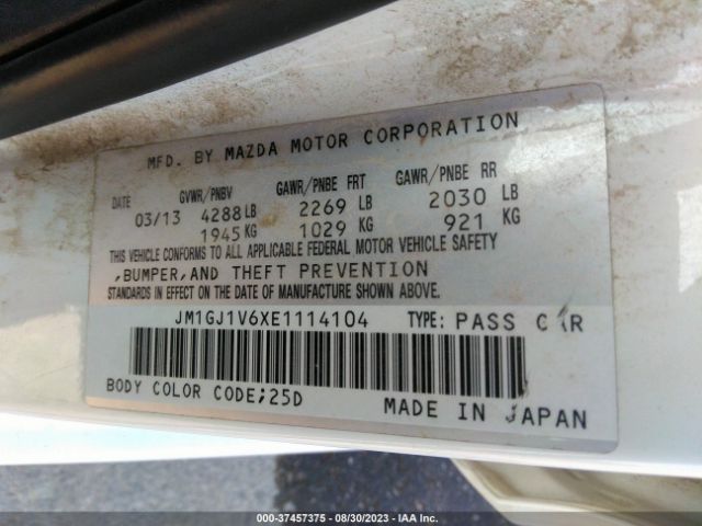 Photo 8 VIN: JM1GJ1V6XE1114104 - MAZDA MAZDA6 