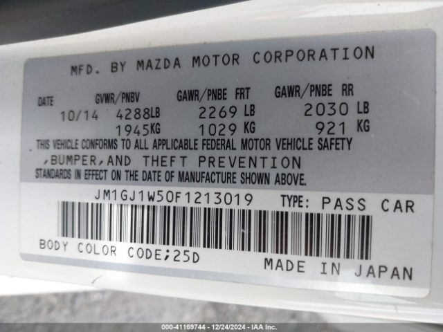 Photo 8 VIN: JM1GJ1W50F1213019 - MAZDA MAZDA6 