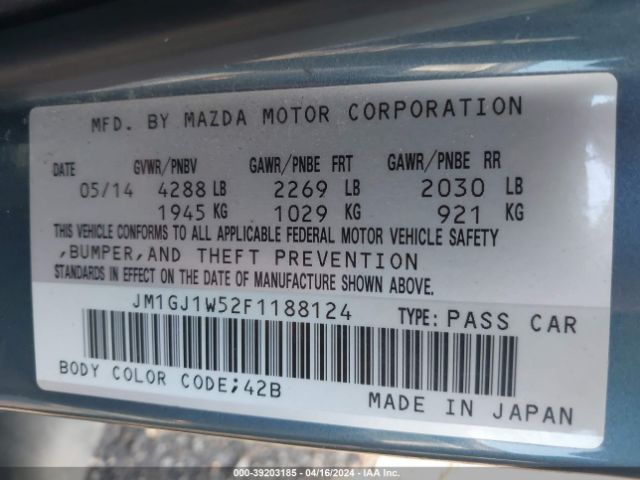 Photo 8 VIN: JM1GJ1W52F1188124 - MAZDA 6 