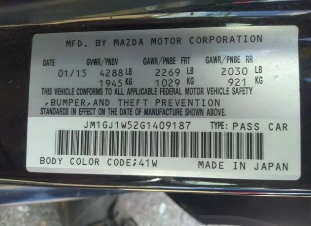 Photo 8 VIN: JM1GJ1W52G1409187 - MAZDA MAZDA6 