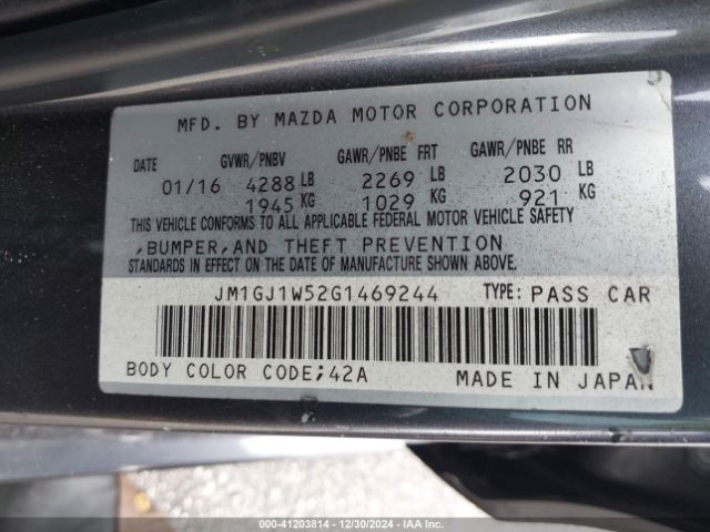 Photo 8 VIN: JM1GJ1W52G1469244 - MAZDA MAZDA6 