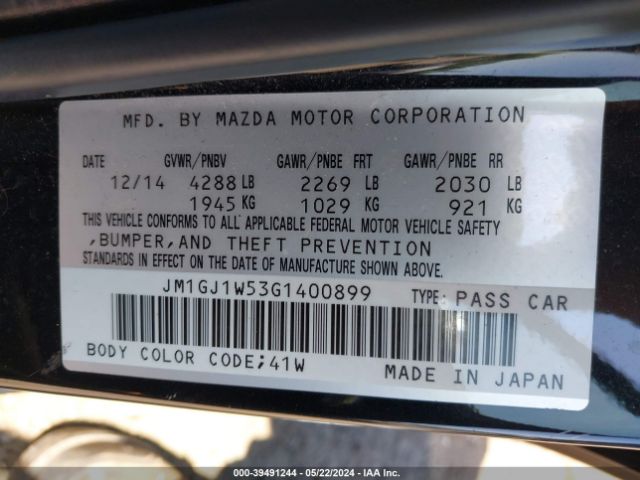 Photo 8 VIN: JM1GJ1W53G1400899 - MAZDA MAZDA6 