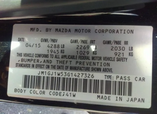 Photo 8 VIN: JM1GJ1W53G1427326 - MAZDA 6 