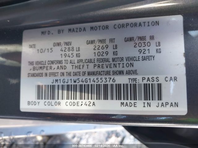 Photo 8 VIN: JM1GJ1W54G1455376 - MAZDA MAZDA6 