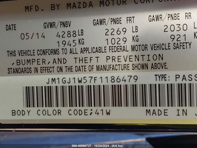 Photo 8 VIN: JM1GJ1W57F1186479 - MAZDA MAZDA6 