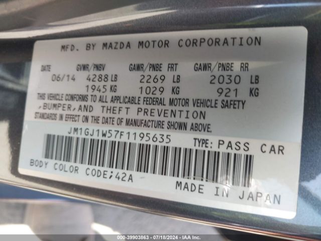 Photo 8 VIN: JM1GJ1W57F1195635 - MAZDA MAZDA6 