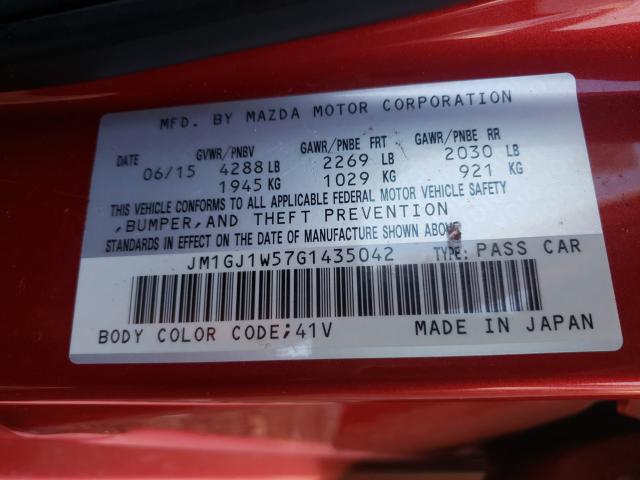 Photo 9 VIN: JM1GJ1W57G1435042 - MAZDA 6 