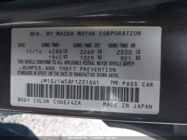 Photo 8 VIN: JM1GJ1W58F1221661 - MAZDA MAZDA6 