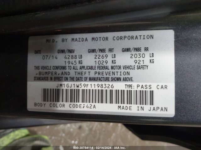 Photo 8 VIN: JM1GJ1W59F1198326 - MAZDA MAZDA6 