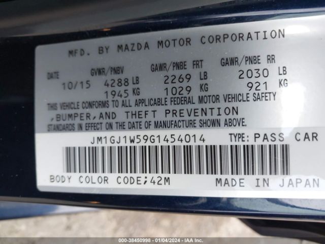 Photo 8 VIN: JM1GJ1W59G1454014 - MAZDA MAZDA6 