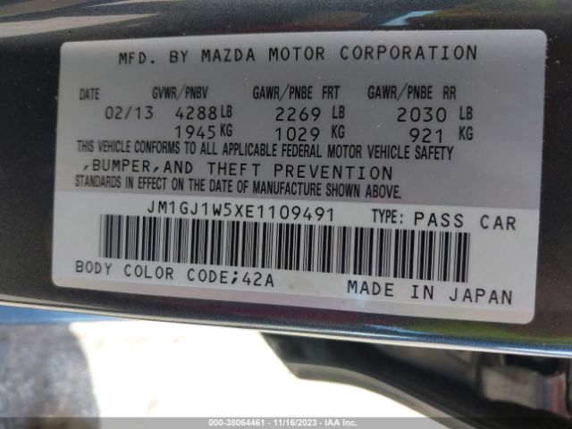 Photo 8 VIN: JM1GJ1W5XE1109491 - MAZDA MAZDA6 