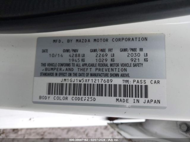 Photo 8 VIN: JM1GJ1W5XF1217689 - MAZDA MAZDA6 