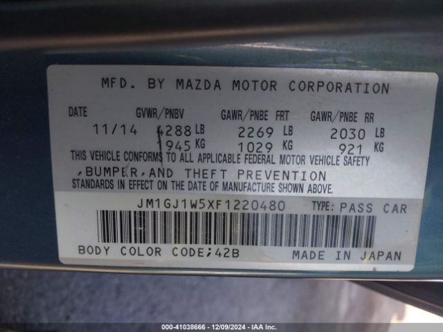 Photo 8 VIN: JM1GJ1W5XF1220480 - MAZDA MAZDA6 