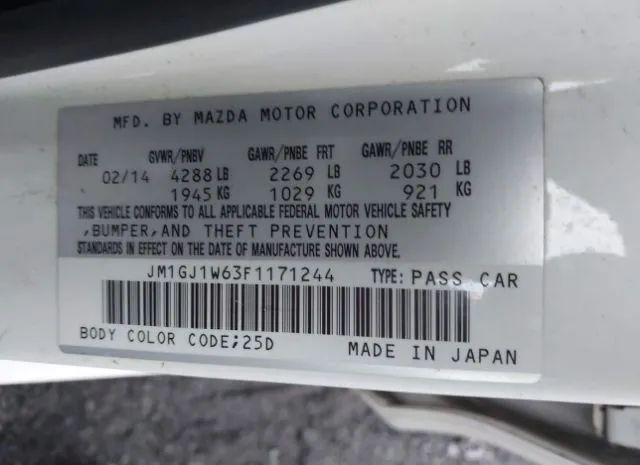 Photo 8 VIN: JM1GJ1W63F1171244 - MAZDA MAZDA6 